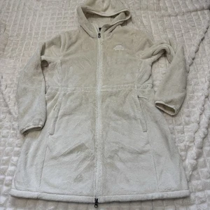 THE NORTH FACE Womens Medium Cream Osito Parka Lined Fleece Coat Mid Length Hood - Picture 1 of 9