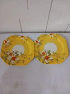 Vintage Set Of 2 Royal Paragon Yellow Floral Plates English Bone China - Picture 1 of 6