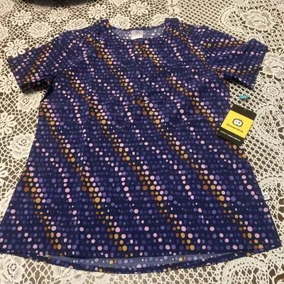 Wonder Wink Teal & Wine Purple Scrub Top Size S NWTS Ladies W/zip Pocket - Image 1 of 4