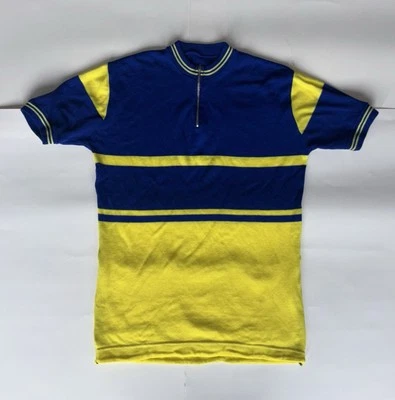 Camisa tejida a rayas con cremallera vintage años 60 estilo jersey de ciclismo - azul/amarillo Foto 1 de 4