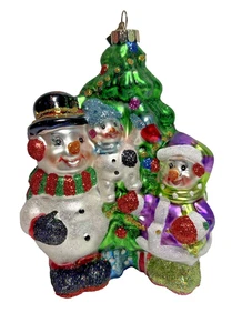 Sparkle Bright by Radko – Snowman Family Blown Glass Ornament – 2012 - Picture 1 of 7