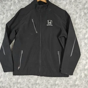 Port Authority Soft Shell Jacket Men’s Large Black Honda Logo Zip Pockets Fleece - Picture 1 of 7
