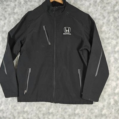 Port Authority Soft Shell Jacket Men’s Large Black Honda Logo Zip Pockets Fleece - Image 1 of 4