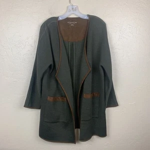 Cárdigan Suéter Soft Surroundings Verde Medio Manga Larga Frente Abierto  - Imagen 1 de 6