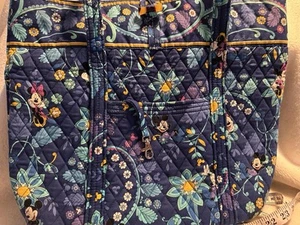 Disney Vera Bradley Navy Blue/w Flowers & MICKEY & MINNIE XL Tote Bag Purse EUC - Picture 1 of 23