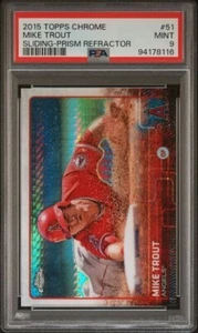 Topps 2015 cromo refractor prismático #51 Mike Trout PSA 9 como nuevo deslizante - Imagen 1 de 2