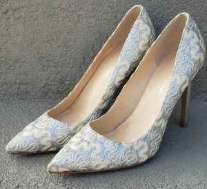 Tacones altos florales plateados para mujer Ivanka Trump talla 8,5 M - Imagen 1 de 8