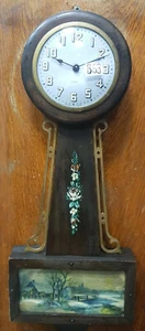 Antique Gilbert Wooden Banjo Clock - USA,1900s - Picture 1 of 7
