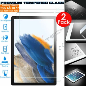 2x TEMPERED GLASS Screen Protector for Samsung Galaxy Tab A8 10.5" X200 X205 - Picture 1 of 6