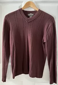 Maglione Vintage Banana Republic Extra Fine Lana Merino Italiana Taglia S Scollo a V Marrone - Foto 1 di 16