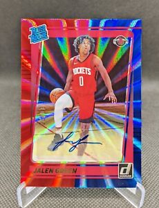 JALEN GREEN 2021-22 Panini Donruss Rated Rookie Red & Blue Laser Auto RC /20