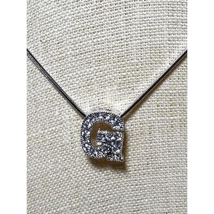 Collar de cadena inicial G con cristales colgante placa de plata 15 pulgadas vendedor de EE. UU. - Imagen 1 de 6