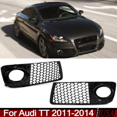 Cubierta de rejilla de luz antiniebla para parachoques delantero de nido de abeja negra brillante para Audi TT 2011-2014 Foto 1 de 4