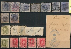 60899 - SPAIN - STAMPS: LOT of 50 USED STAMPS - ERRORS & nice POSTMARKS - Picture 1 of 2