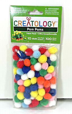 Creatology POM POMS 10mm Assorted Solid PRIMARY COLORS 100pcs Value PACK Crafts • 9.61€
