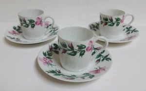 3 Porcelaine De Paris Cup & Saucers - Les Roses Pattern - 4 Photos - Picture 1 of 4