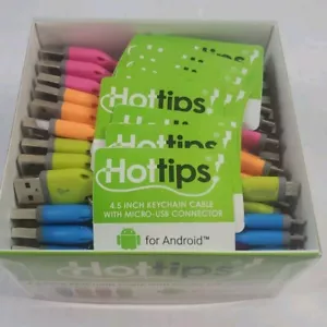 Hottips Micro-USB Android Charging Cable Keychain 4.5" 24 Count Resale Box - Picture 1 of 8
