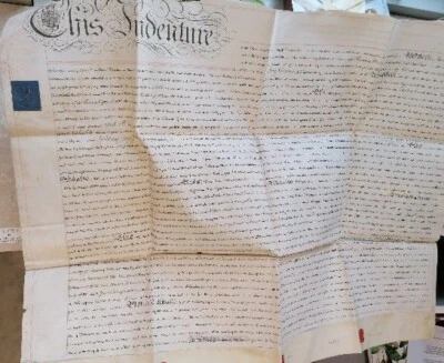 1825 VELLUM INDENTURE LEGAL DOCUMENT Macclesfield CHESTER Dawson  wax seal - Image 1 of 4