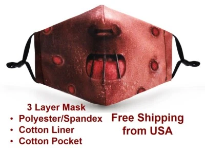 Hannibal Lecter Face Mask Filter Pocket 2 Filter Fashion Print Reusable Washable - Image 1 of 4