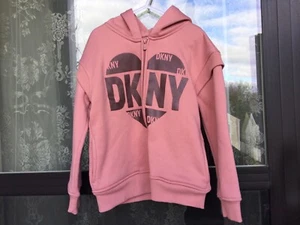 DKNY Girls Peach Hoodie Sweatshirt Size S/P 7 - Picture 1 of 3