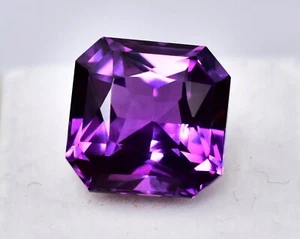 8.25 Ct Natural Purple Brazil Amethyst Certified Loose Gemstone Radiant Cut - Picture 1 of 5