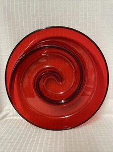 HTF 11.5” Red Plastic Spiral Serving Dish plate bowl tray translusent - Picture 1 of 12