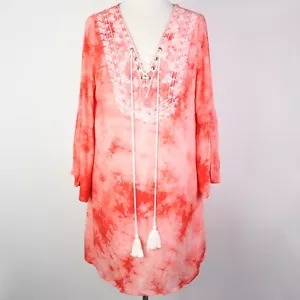Vestido túnica boho manga campana bordado tie-dye mediano Entro para mujer - Imagen 1 de 6