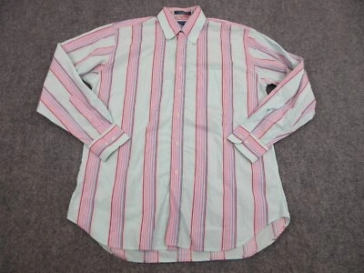 J McLaughlin Shirt Mens Adult Large Pink Blue Stripes Button Up Casual Preppy - Image 1 of 4
