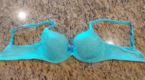 Victoria's Secret Body By Victoria Lined Demi Bra Size 34C Turquoise UW Converti - Foto 1 di 22