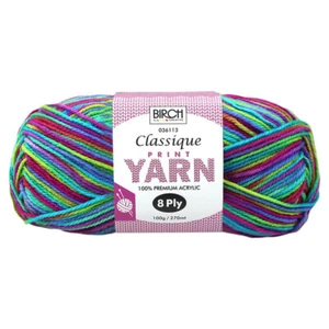 BIRCH CLASSIQUE YARN VARIEGATED - Rosella- 100G BALL 8PLY - Picture 1 of 1