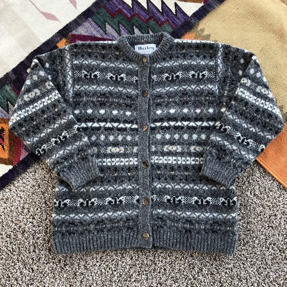 Cárdigan suéter Harley of Scotland para mujer talla XL lana merino tejido escocés usado en excelente estado Foto 1 de 4