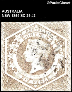 AUSTRALIEN NSW 1854 SC 29 GRAU 6p gebraucht, imperf sehr schön - Bild 1 von 2