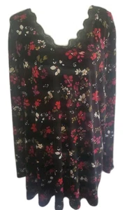 Top túnica Lane Bryant para mujer 18/20 estampado floral manga larga cuello en V encaje elástico - Imagen 1 de 9