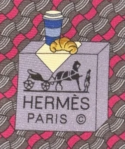 HERMES TIE 645930 TA Darker Red 100% Silk Tie “Coffee Cups” Pattern NIB - Picture 1 of 6