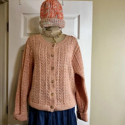 Handmade Ombre Multi Chunky Hand Knit Beanie Hat Boho Chic Artsy - Image 1 of 4