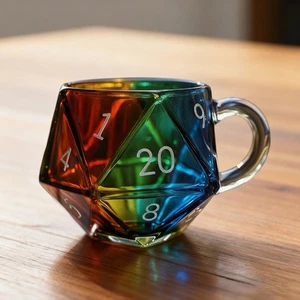 Regenbogen D20 Würfelbecher Würfelbecher für Stilspiele mit Lederrollen - Bild 1 von 5