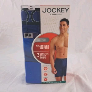 1 Confezione 3 Paia Boxer Uomo Jockey Microfibra Elasticizzato Gamba Lunga Tg XL 40-42 - Foto 1 di 7