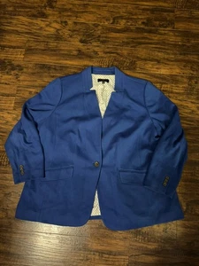 Talbots Jacke Damen Blau Blazer Baumwolle Karriere Büro Preppy Gr:18 W Plus - Bild 1 von 7