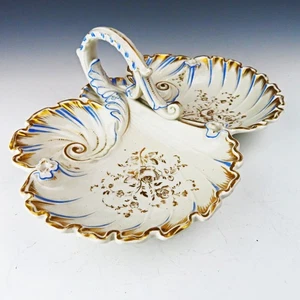 Antiguo plato de porcelana SP Dresden con doble carcasa con mango rococó renacimiento c1900 SPM - Imagen 1 de 16