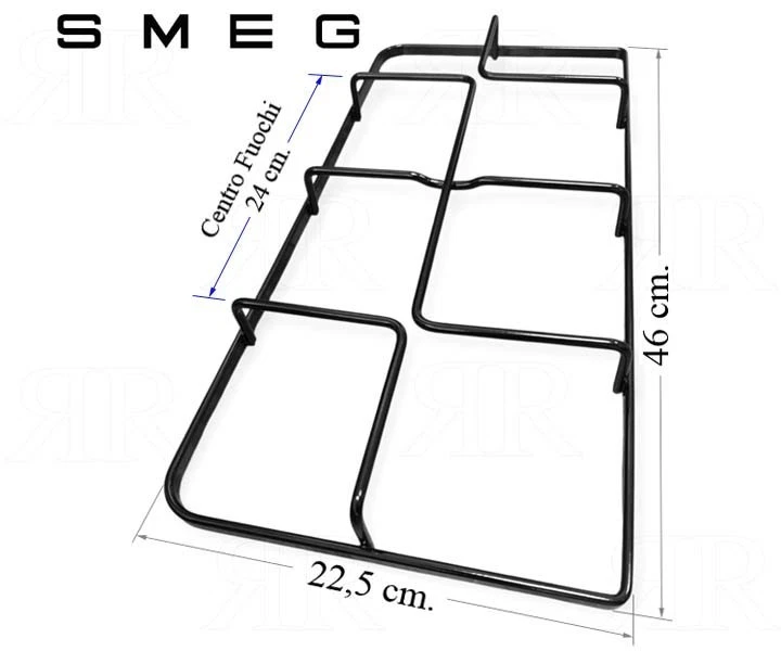 Griglia Smeg a 2 Fuochi Smaltata per Piano Cottra Cucina 460 X 225 mm. - Immagine 1 di 1