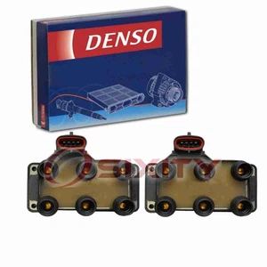 2 pc Denso Direct Ignition Coils for 1995-1996 Jaguar XJ12 Spark Wire Boot sq - Picture 1 of 5