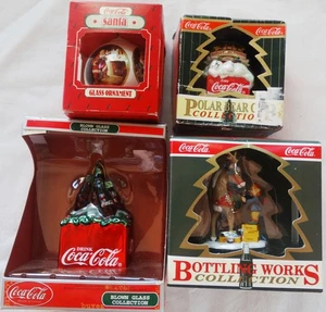 Vintage Coca-Cola Christmas 4 Ornaments 1986 Santa, 1994 Reindeer, 1997 Cooler - Picture 1 of 15