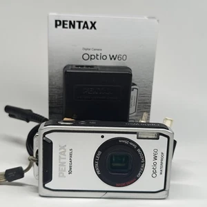 PENTAX Optio W60 Digital Camera 10.1MP Silver Waterproof 5x Wide Zoom Bundle - Picture 1 of 9
