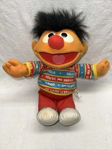 Vintage Sesamstraße zweisprachig Ernie Englisch/Spanisch 16 Zoll Tyco Plüsch 1995 FUNKTIONIERT - Bild 1 von 7
