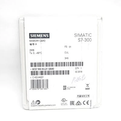 Siemens 6ES7 953-8LL31-0AA0 Simatic S7-300 Memory Card, 2MB SD Card - Image 1 of 3