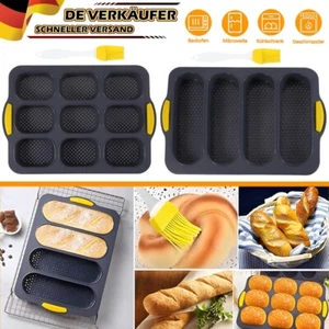 2X Backform Brot Set Silikon Backen Brötchen Backform 9 Gitter Baguette Form - Bild 1 von 19