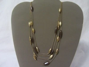 Collar vintage Monet tono dorado cuentas ojo de tigre 4 hebras cierre de palanca - Imagen 1 de 4