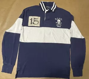 Polo Ralph Lauren Rugby Shirt Gr. MED RLFC 15 1923 marineblauweiß gestreift Langarm - Bild 1 von 3