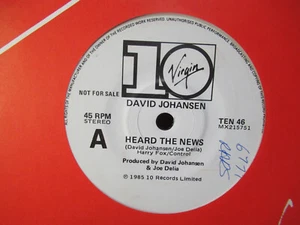 David Johansen - Heard the News PROMO 7” 1985 Virgin Ten en muy buen estado+ King of Babylon - Imagen 1 de 4