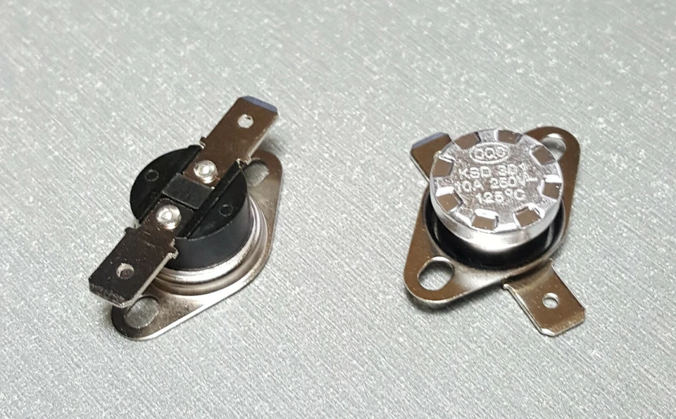 KSD301 125°C N.O. (Normally Open) Thermostat Switch 10A 250V AC Pack of 2 - image 1 of 1